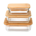 Milex 3-Piece Bamboo Lid Glass Container Set